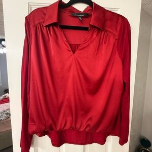 White House Black Market Red Satin Blouse